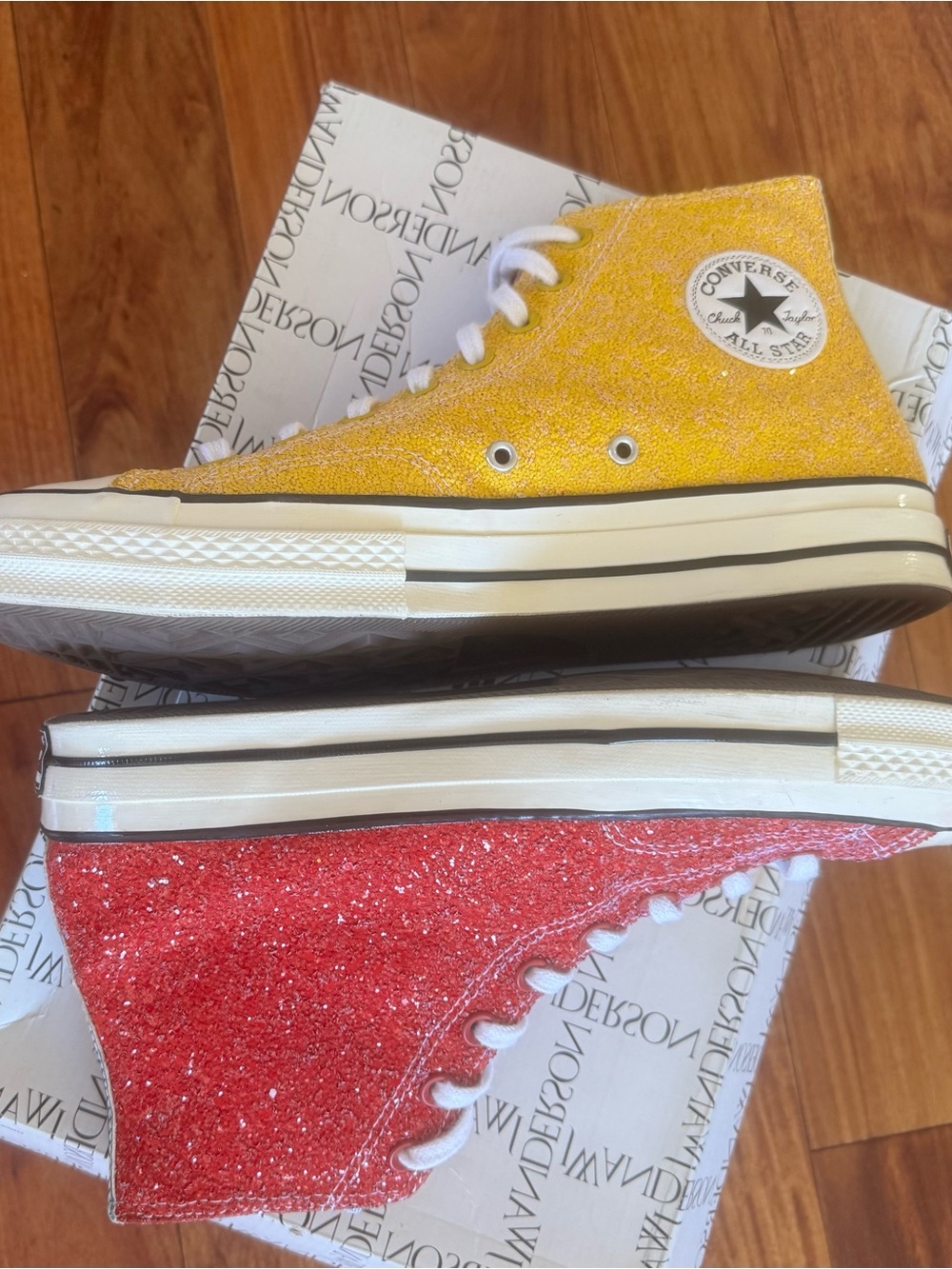 JW Anderson All Star Chuck Taylor HI Glitter Lace-Up Sneakers - Picture 6 of 12